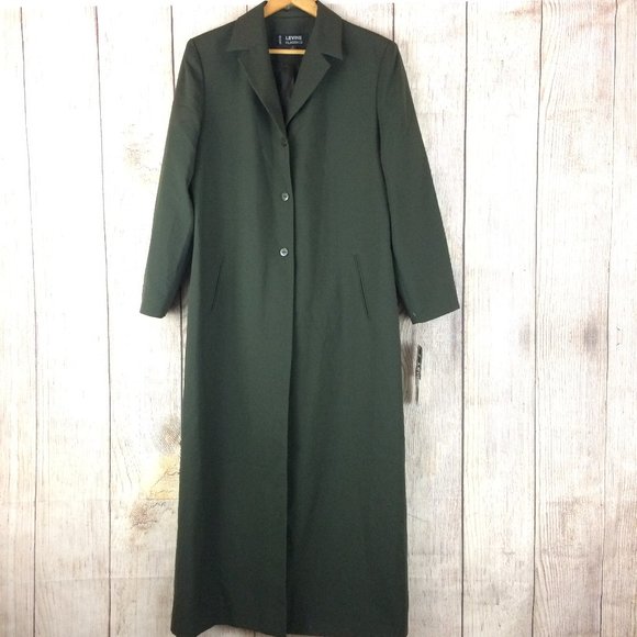 Larry Levine Jackets & Blazers - Levine Classics NWT Olive Duster Trench Coat Sz 14
